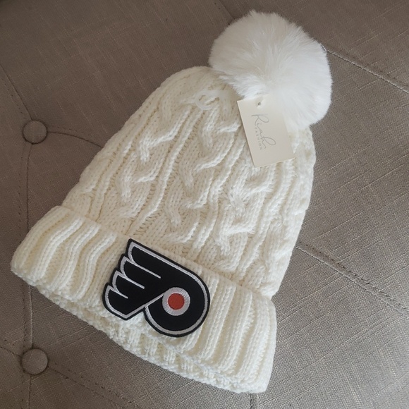 Vintage Philadelphia Flyers Patch Cable Knit Pom Pom Hat